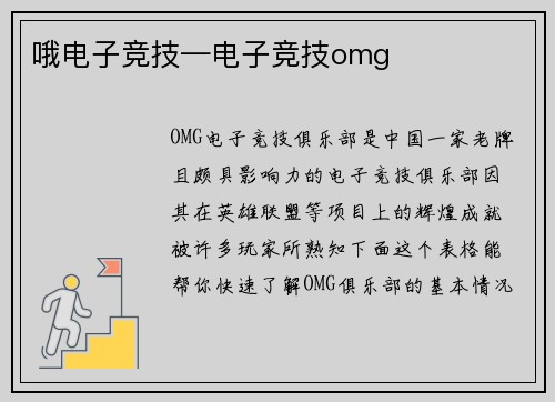 哦电子竞技—电子竞技omg
